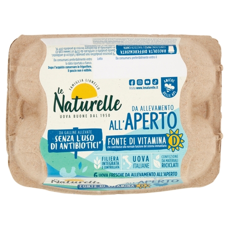 le Naturelle 6 Uova Fresche da Allevamento all'Aperto 330 g